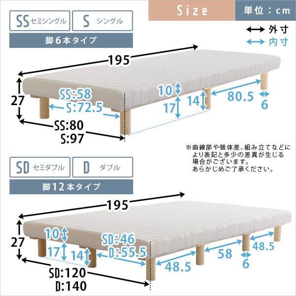 脚付きウレタンロールマットレス セミシングルサイズ 脚付き セミシングルルサイズ 組立簡単 高反発