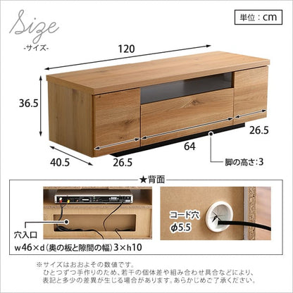 シンプルで美しいスタイリッシュなテレビ台(テレビボード) 木製 幅120cm 日本製・完成品 家具