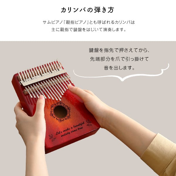 指で弾くピアノ カリンバ初心者セット 絵柄付きタイプ ハードケースつき カリンバ 親指ピアノ 楽器