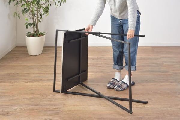 フォールディングデスク 幅90×奥行40×高さ72cm ワークデスク パソコンデスク 学習机 ブラック 折りたたみ 完成品 スチール