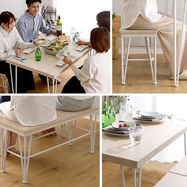 チェア さわやかなダイニング4点セット ダイニングテーブル さわやか ホワイト アイアン テーブル