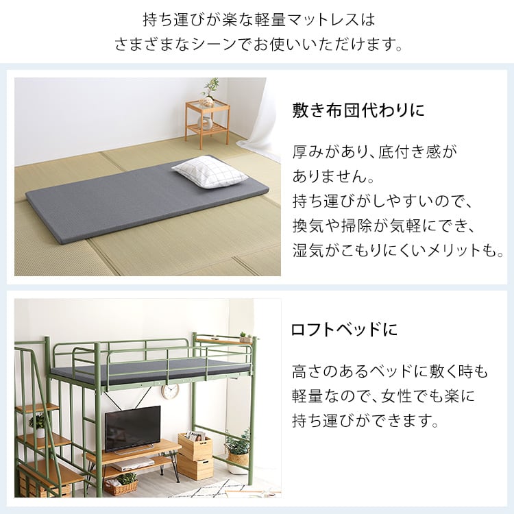 高反発ウレタンマットレス (セミシングルショート) セミシングルショート 洗えるカバー 敷布団 硬め