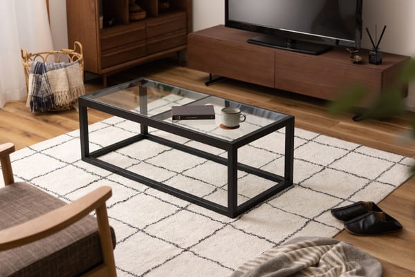 ガラステーブル 幅110×奥行50×高さ38cm テーブル ローテーブル センターテーブル 完成品