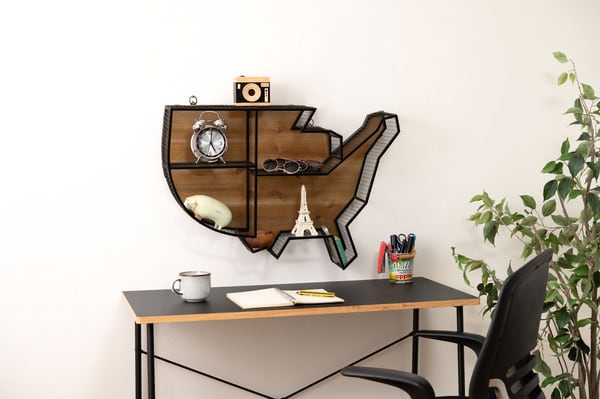 アート ウォールラック 幅74×奥行15.5×高さ52cm 日用品 完成品 組立不要 ラック
