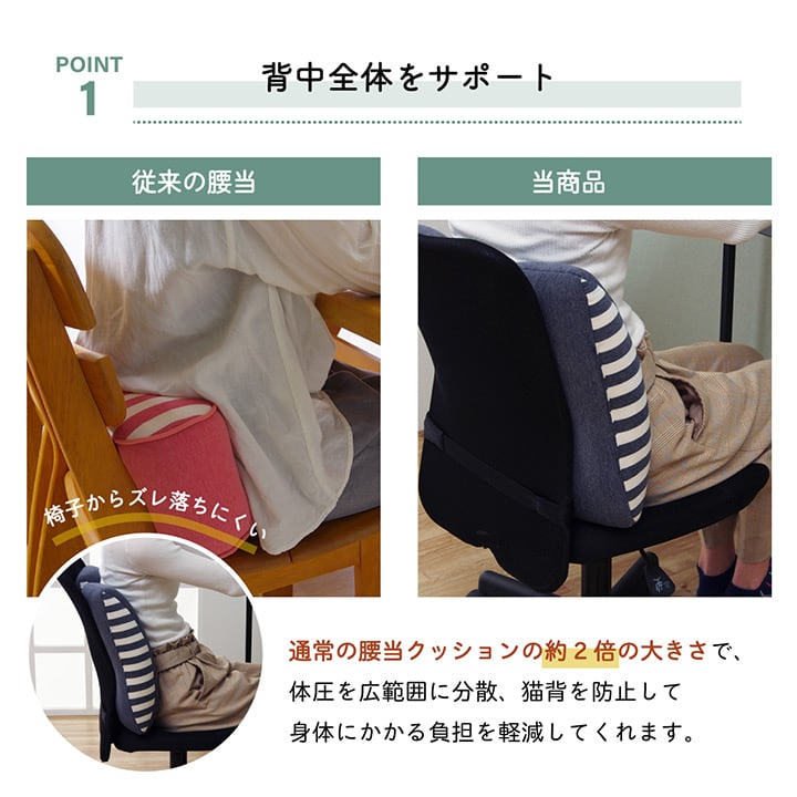 腰当 エルマー エエ型 機能性クッション BR 40X4 40×40cm 日用品 ブラウン ネイビー