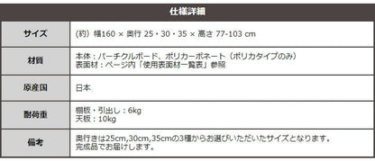 ラック セミオーダーカウンター下収納ぴったりくん 幅160cm×奥行25cm (ポリカタイプ クリア) 食器棚 全14色