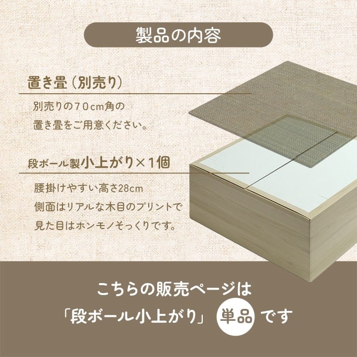 置き畳 小上がり段ボール一式1P 部材 段ボール 70X70 70×70×28cm ラグマット ラグ