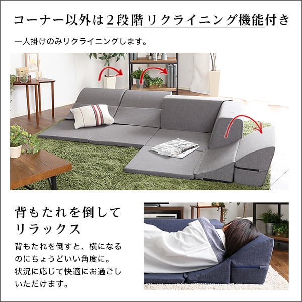 組み合わせ自由 国産 コーナーローソファ フロアタイプ Linum-リナム- インテリア 寝具