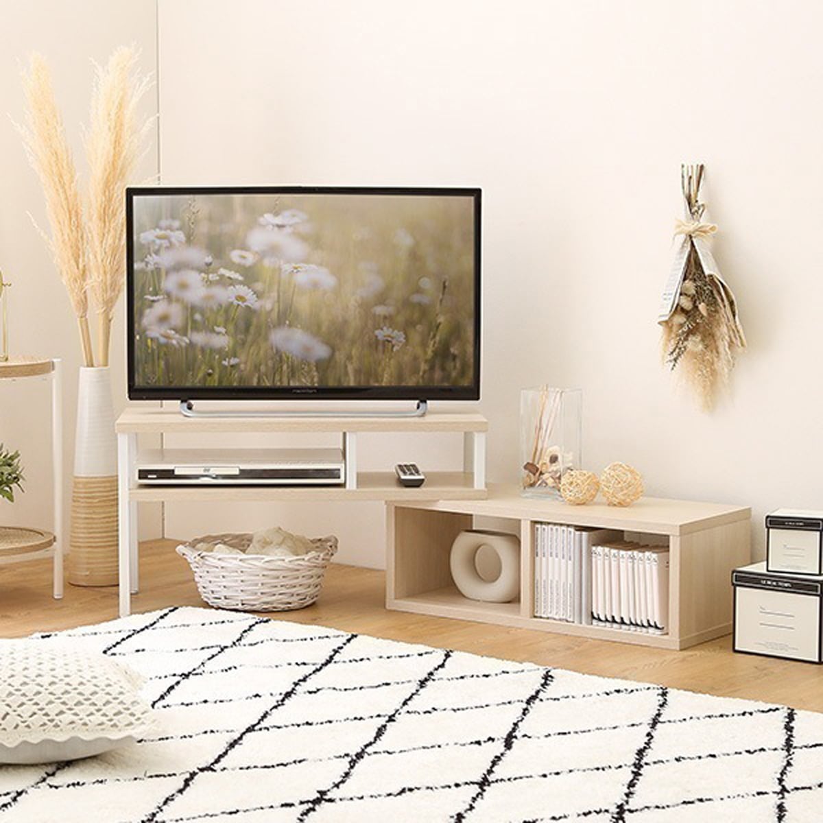 さわやかな伸縮テレビ台 テレビ台 ローボード おしゃれ コーナー TV台 TVラック TVボード