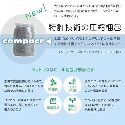 夫婦 カップル 特許技術の圧縮梱包 ポケットコイルマットレス(セミダブル) 幅120×奥行195cm