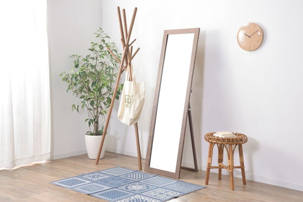 トリコ スタンドミラー 幅45×奥行43×高さ147cm ミラー 完成品 組立不要 ブラウン ミラ