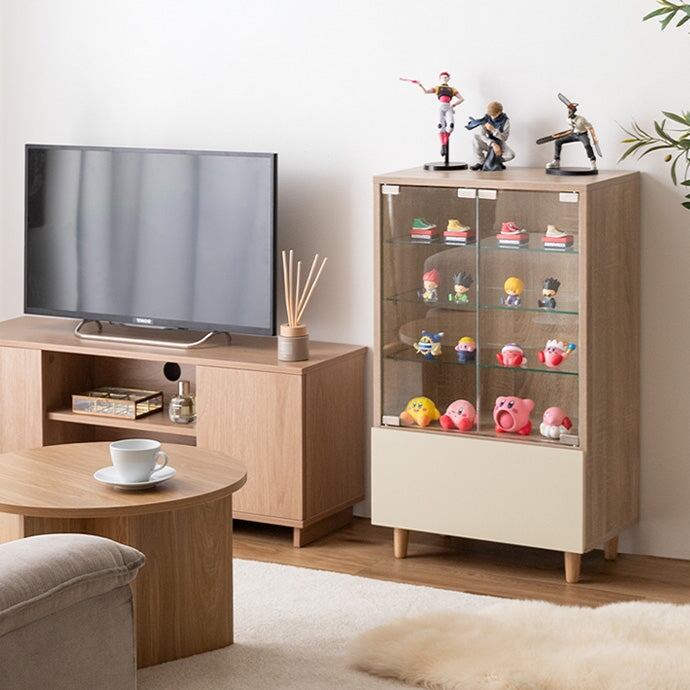 コレクションラック 幅50cm×奥行29.6cm Mysa 引き出し付きコレクションケース 天然木