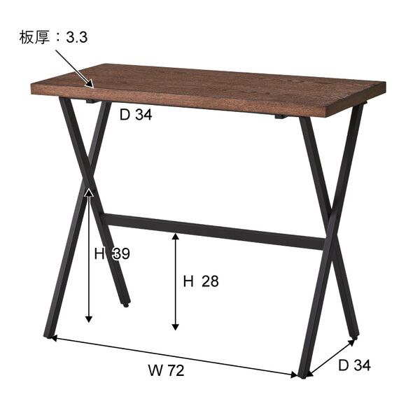 フォールディングデスク 幅90×奥行40×高さ72cm ワークデスク パソコンデスク 学習机 ブラック 折りたたみ 完成品 スチール