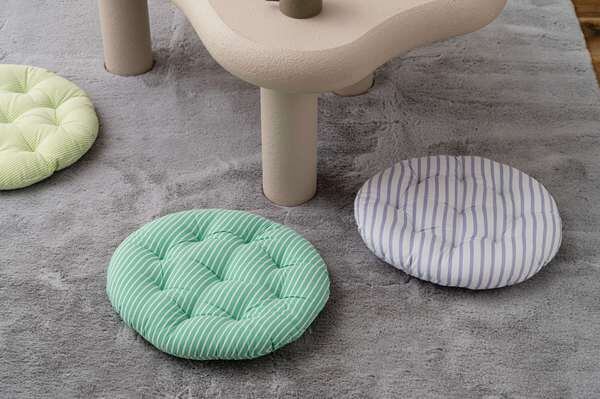 ファブリック シートクッション 幅38×奥行38×高さ5cm 完成品 ブルー ホワイト