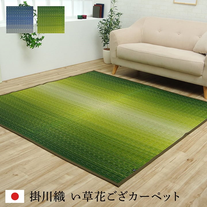 花ござ 大自然 江戸間6畳 ウミ 261X352 261×352cm ラグマット カーペット ラグ