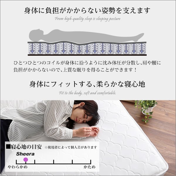 ロール梱包片面仕様ポケットコイルマットレス キングサイズ インテリア 寝具 収納 マットレス 寝心地