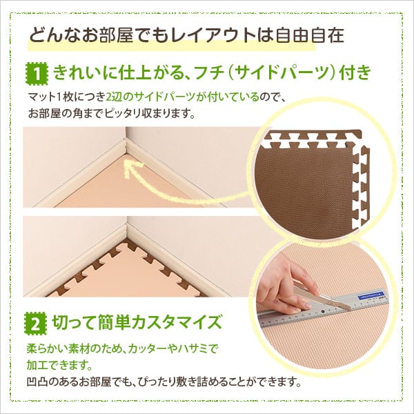 サイドパーツ付きジョイントマット 64枚セット 大判60cm 安心の低ホルムアルデヒド防音保温Nob