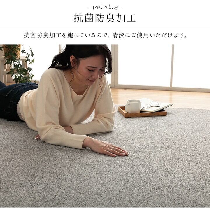 ラグ クレイド 4畳 BK 190X290 190×290cm ラグマット カーペット 絨毯 抗菌