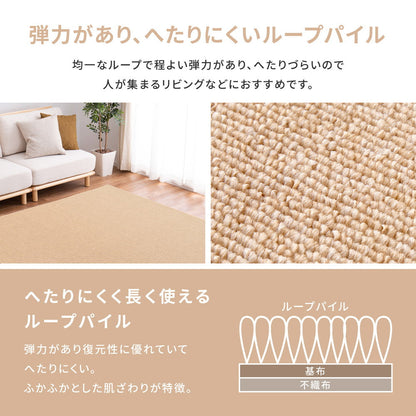 ラグ カーペット 江戸間2帖 防炎加工の平織カーペット モーエン 176×176cm 絨毯