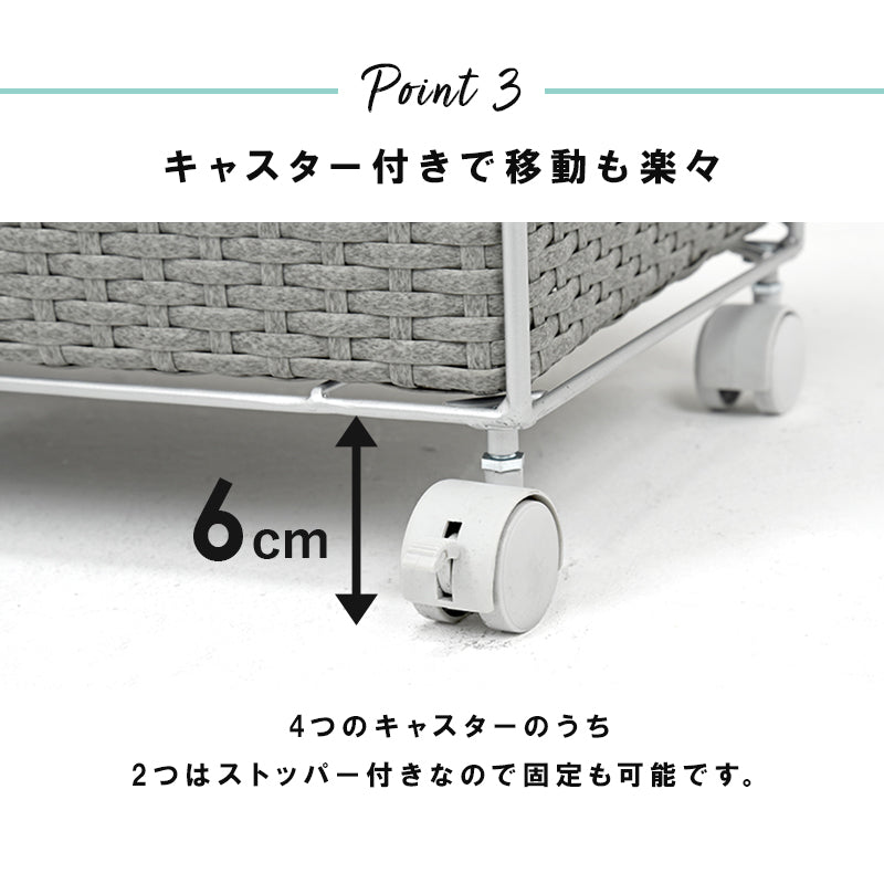 ランドリーラック ハイタイプ ランドリー-RAN 幅60.5cm キャスター付き 引き出し付き 撥水