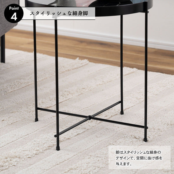 サイドテーブル 幅42.5×奥行42.5×高さ45.5cm ミニテーブル ソファサイド 石目調