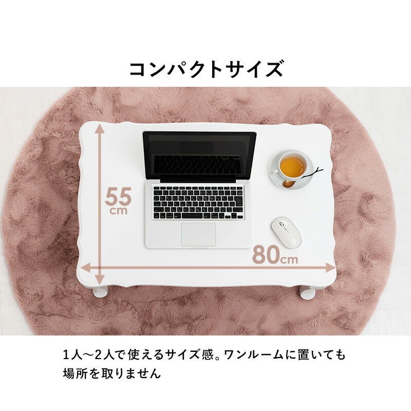 テーブル 折れ脚テーブル-MT-天板アンティークデザイン 80×55×33.5cm リビングテーブル