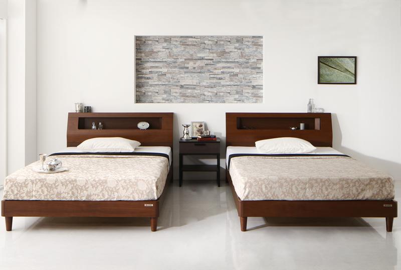 マットレス 高級ウォルナット材ツインベッド Fidelio フィデリオ ボンネルコイルマットレス付き