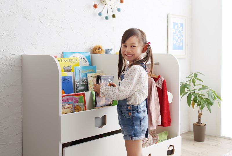 ラック 落書きが消せる ホワイトキッズ収納シリーズ 絵本ラック 女の子向け リビング収納 完成品