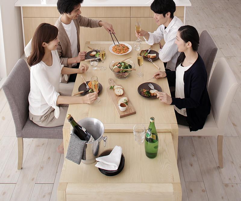 ダイニングセット 無段階に広がる スライド伸縮テーブル Magie+ マージィプラス シンプルタイプ