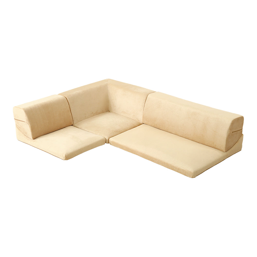 フロアソファ 3人掛け ロータイプ 起毛素材 日本製 (5色)組み替え自由 126x76x40cm