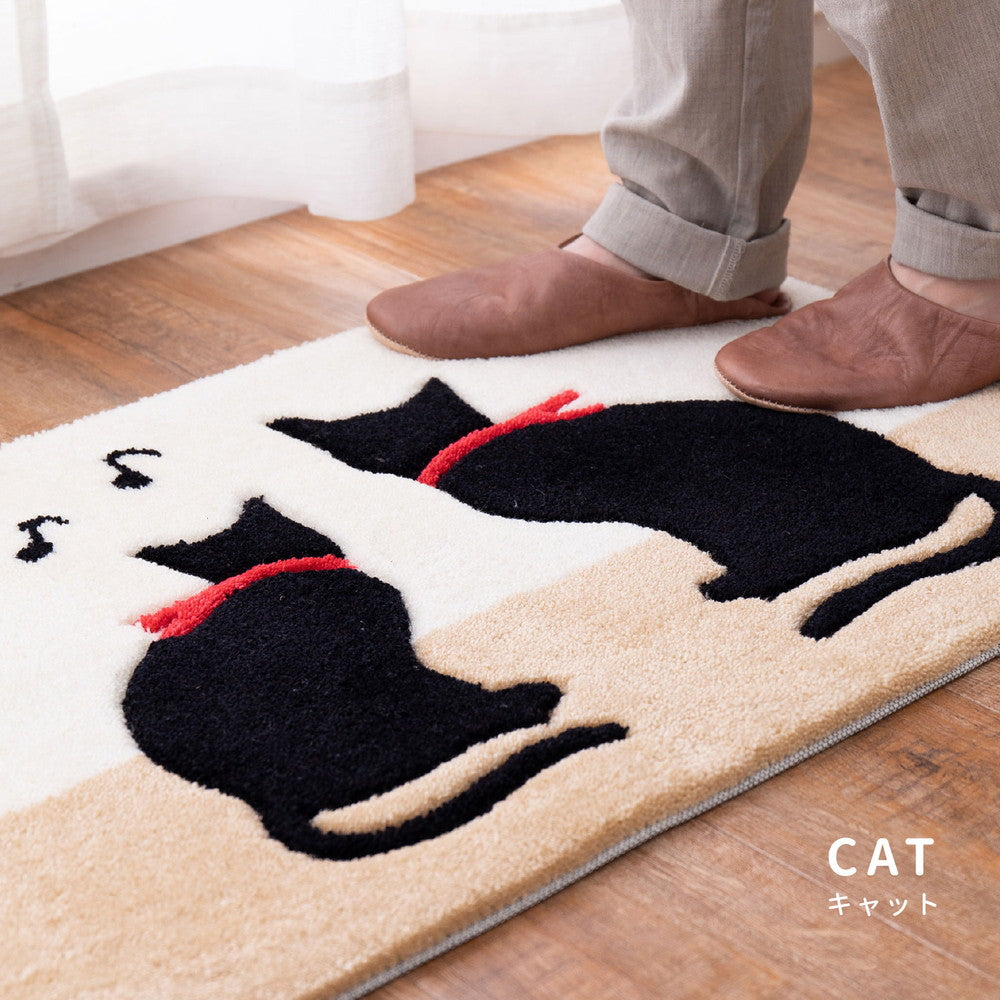 ラグマット 玄関マット キャット 45×75cm カーペット ラグ 絨毯 滑り止め