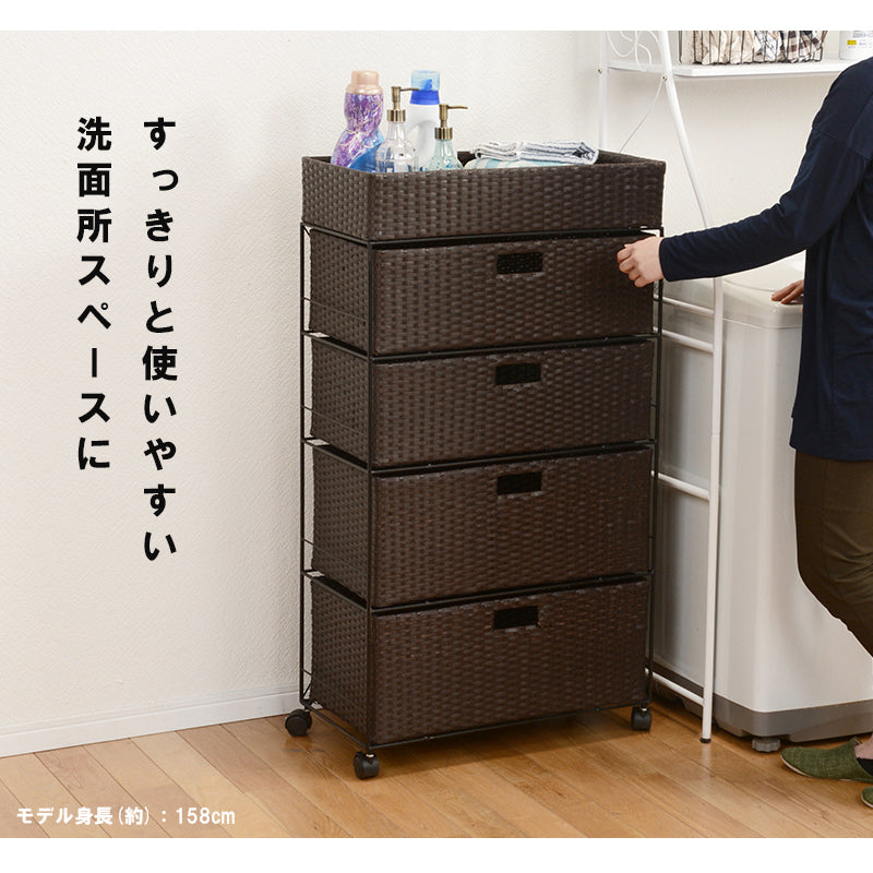 ランドリーラック ハイタイプ ランドリー-RAN 幅60.5cm キャスター付き 引き出し付き 撥水