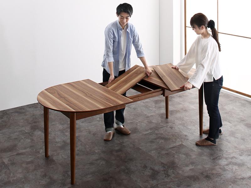 ダイニングセット 天然木ウォールナット材 伸縮式オーバルデザインダイニング EUCLASE 2脚組
