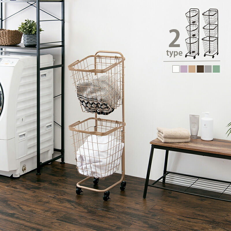ラック 2段ランドリーラック 角型 -KR- 33×39×108cm リビング収納 2段 通気性