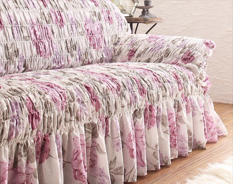 ソファー イタリア製 花柄シャーリングソファカバー Rosessa ロゼッサ 1P 伸縮