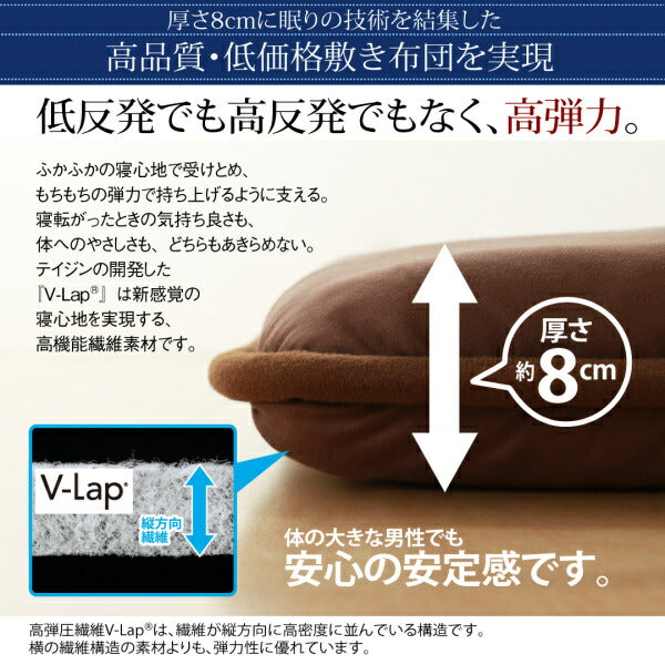布団 シングル テイジン V-Lap使用 日本製 体圧分散で腰にやさしい 日用品 折りたたみ 高反発