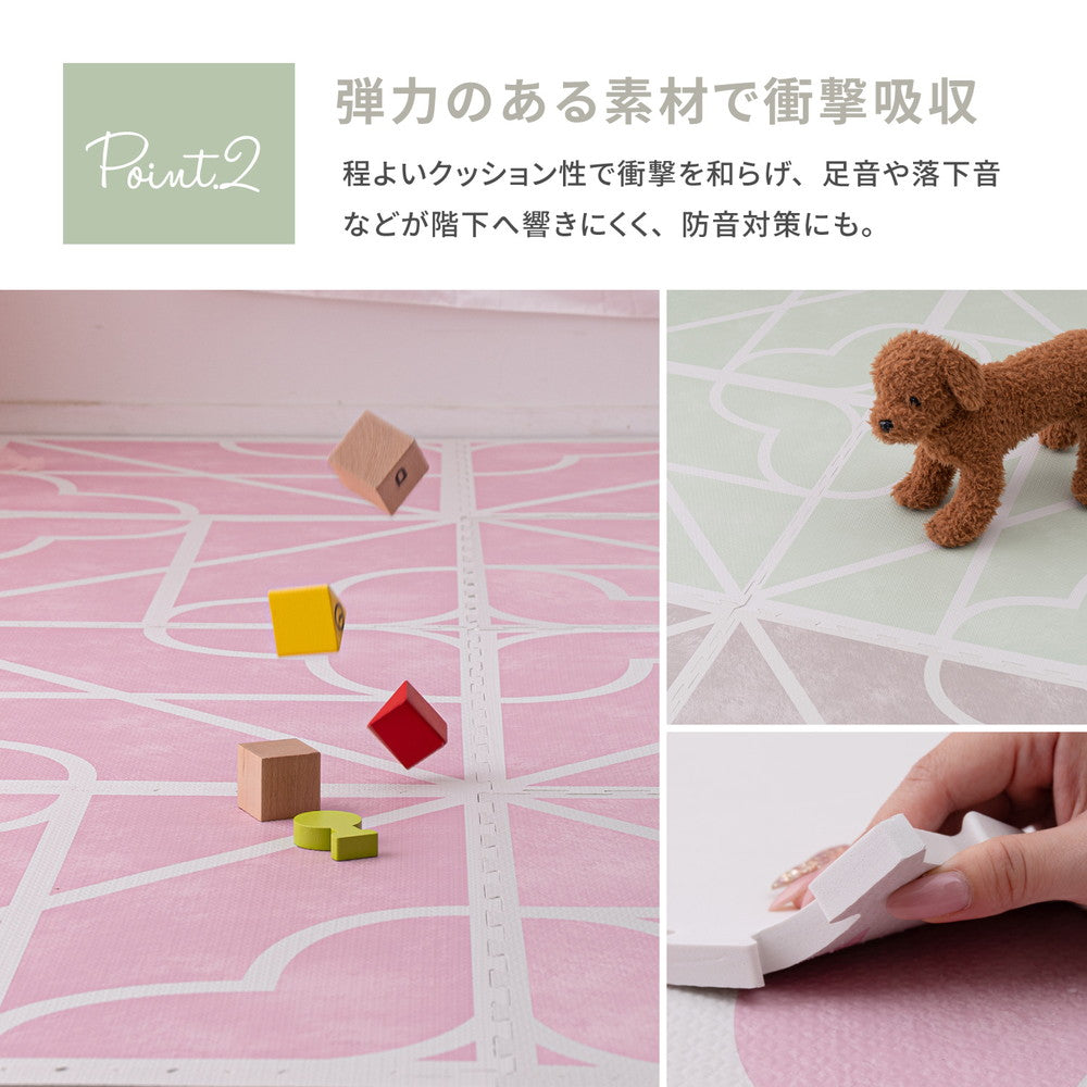 ラグマット レトロデザインのジョイントマット キュロス 9枚セット 60×60×1.2cm ラグ