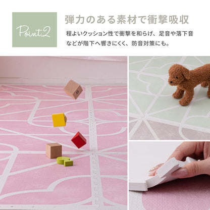 ラグマット レトロデザインのジョイントマット キュロス 9枚セット 60×60×1.2cm ラグ