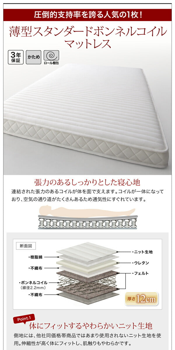 マットレス シングル 衣装ケースも入る大容量デザイン収納ベッド SCHNEE シュネー 引き出しなし