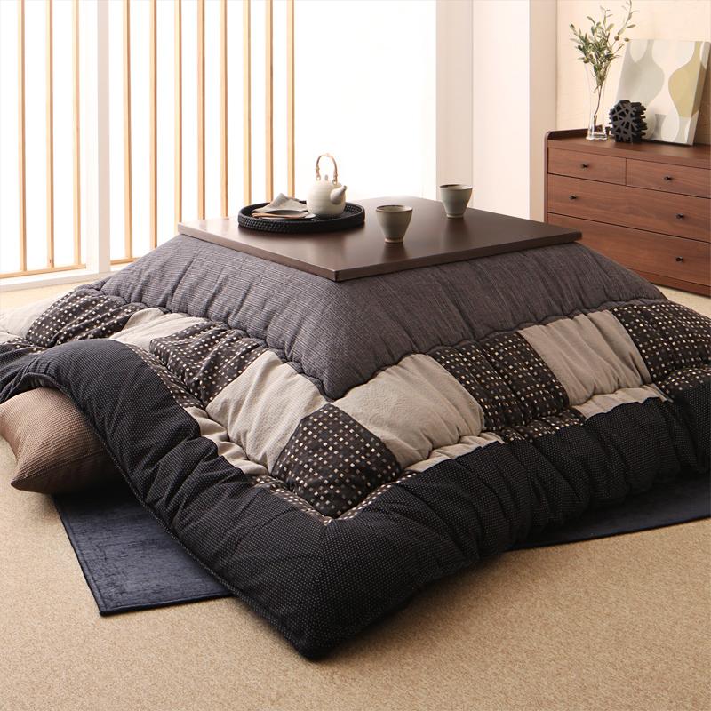 ラグ こたつ しじら織パッチワークこたつ布団 暁月 あけづき 掛布団&敷布団2点セット 正方形 撥水