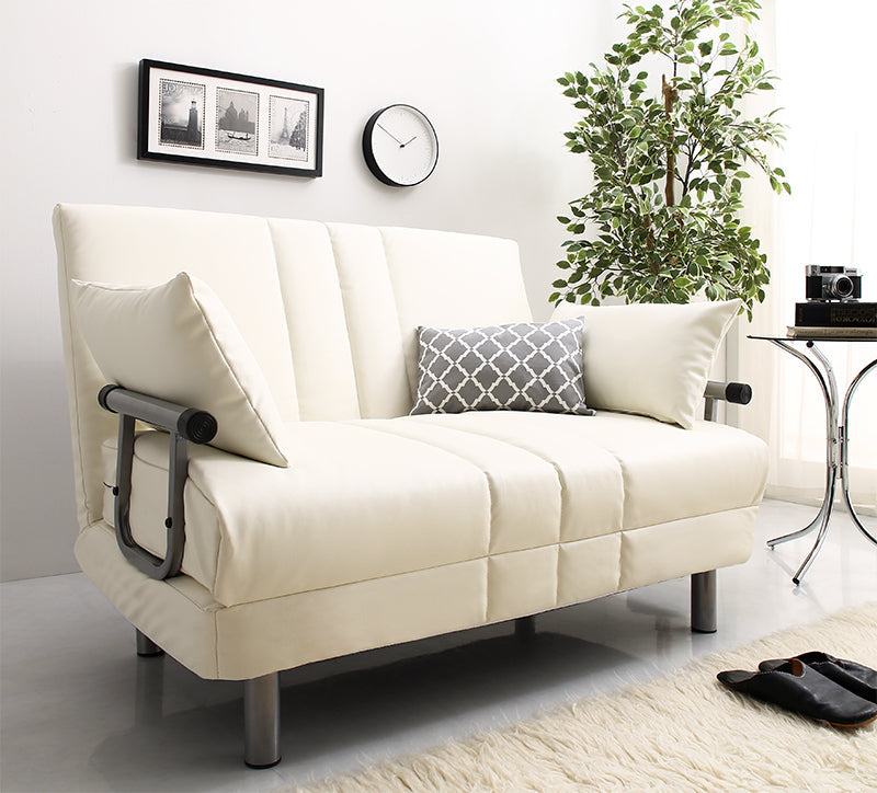 ベッド ソファベッド ROLLY型 W120 座面カラー PVCレザー ブラック すのこベッド