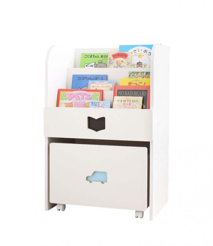 ラック 落書きが消せる ホワイトキッズ収納シリーズ 絵本ラック 女の子向け リビング収納 完成品