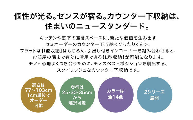 ラック セミオーダーカウンター下収納ぴったりくん キャビネット 幅80cm×奥行25cm 全1