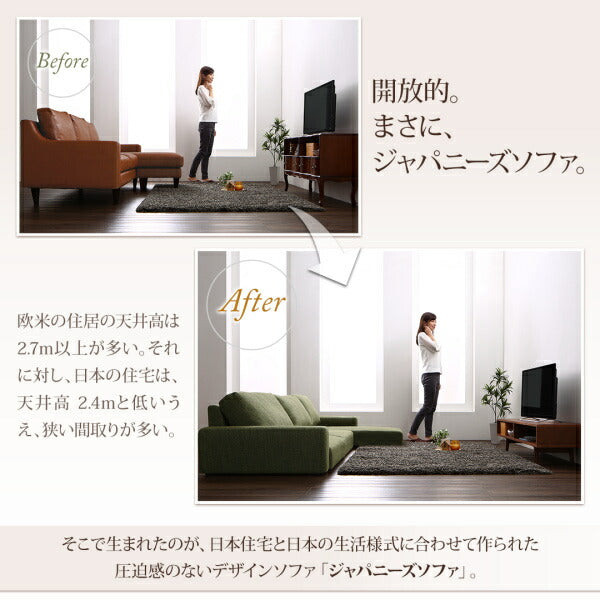 ソファー ロータイプ フロアコーナーカウチソファ LUFAS ルーファス 3P ローソファー