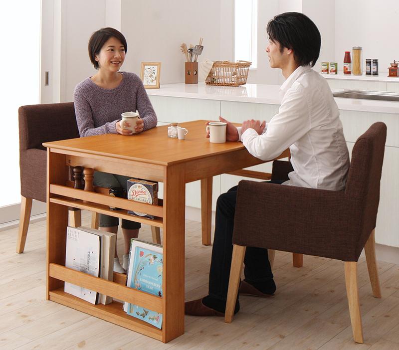 ダイニングセット 三段階伸縮式 シェルフ付きダイニングセット DenuX ディナックス 引き出し付き