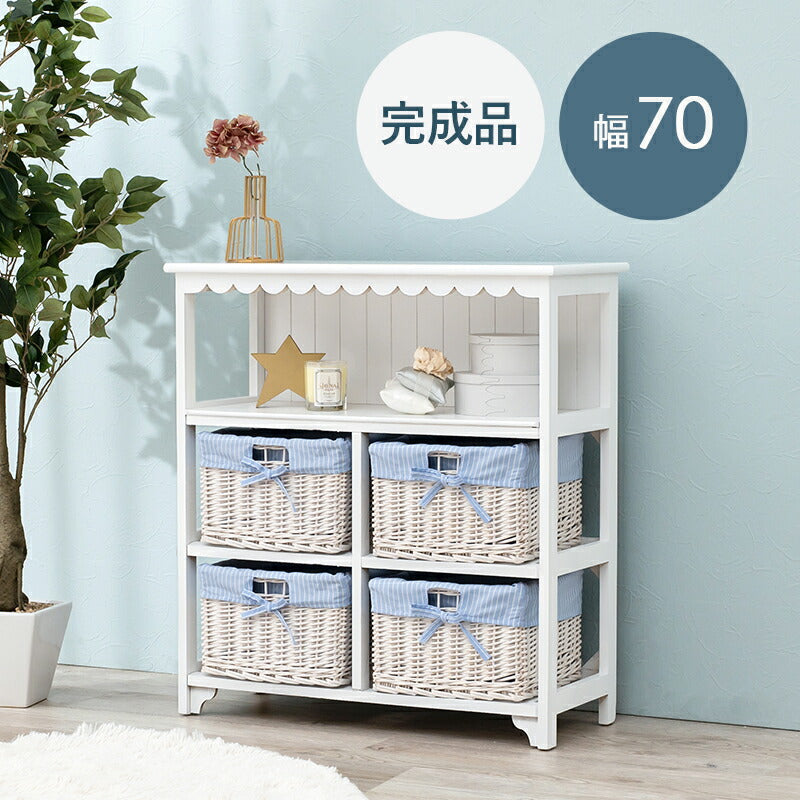 キャビネット キャビネット-MCC4杯-フリル 4杯 70×30×75cm サイドボード 完成品