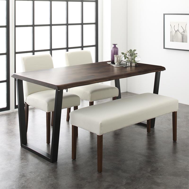 ダイニングセット 耳付きウォールナット無垢材 モダンデザインダイニング Lilrouge 2脚組