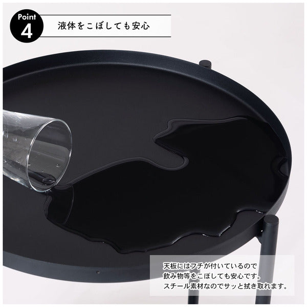 サイドテーブル 幅47.5×奥行47.5×高さ59cm キャスター付き 北欧 ブラック グレー トレ