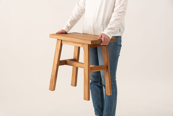 スツール 幅45×奥行29×高さ46cm オットマン 腰掛け 完成品 組立不要 チーク コンパクト