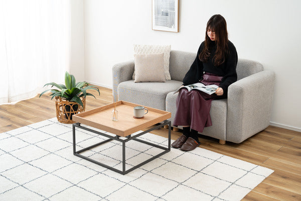 リビングテーブル 幅60×奥行60×高さ35cm テーブル ローテーブル センターテーブル グレー
